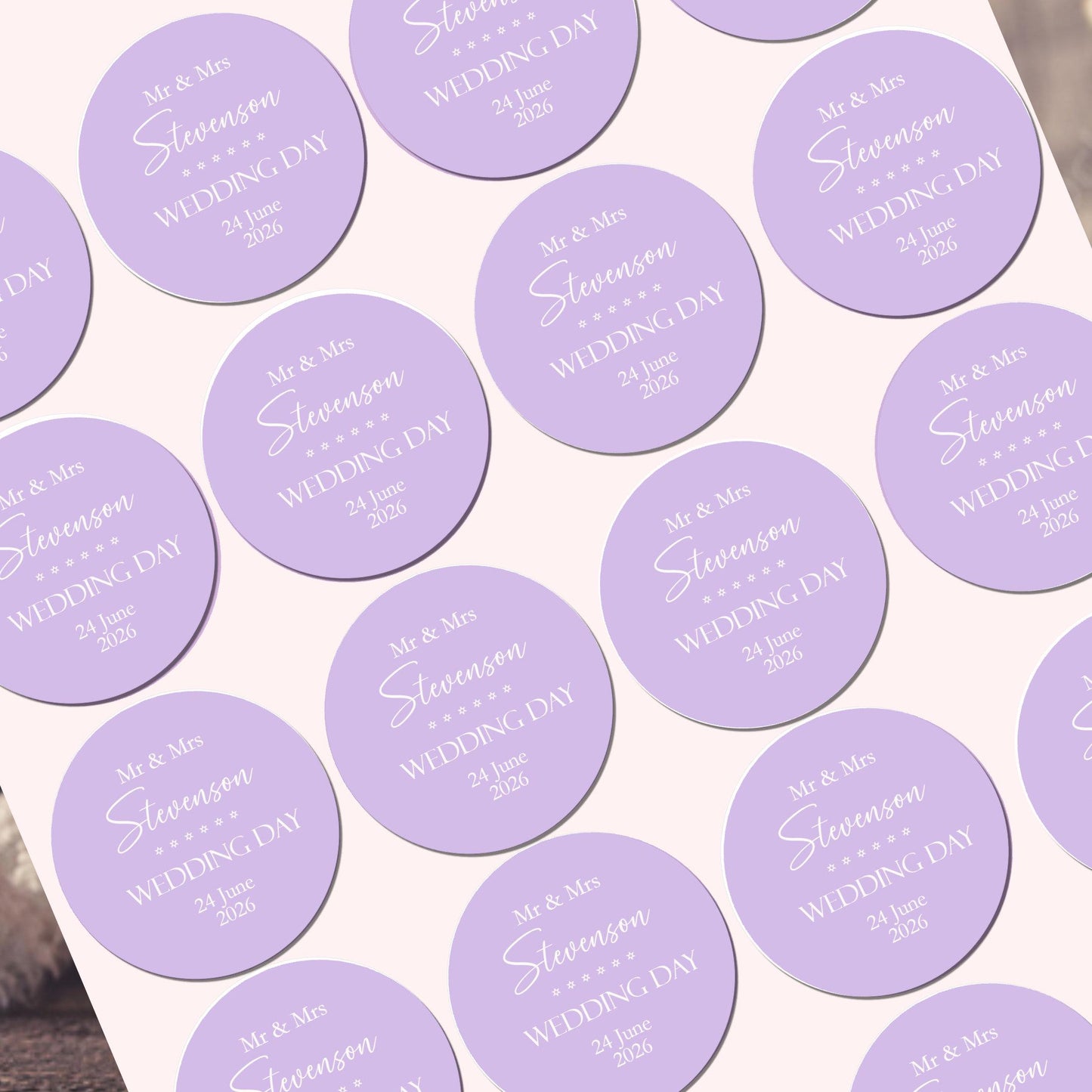 Personalised Wedding Thank You Stickers, Mr & Mrs Party Favours (Watercolour)