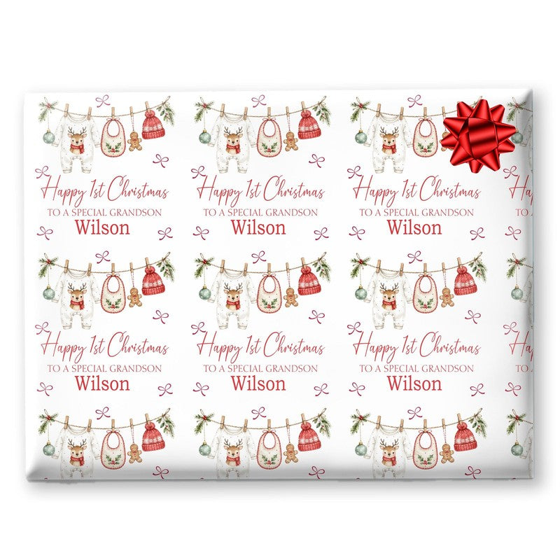 First Christmas Wrapping Paper, Baby's 1st Christmas Gift Wrap