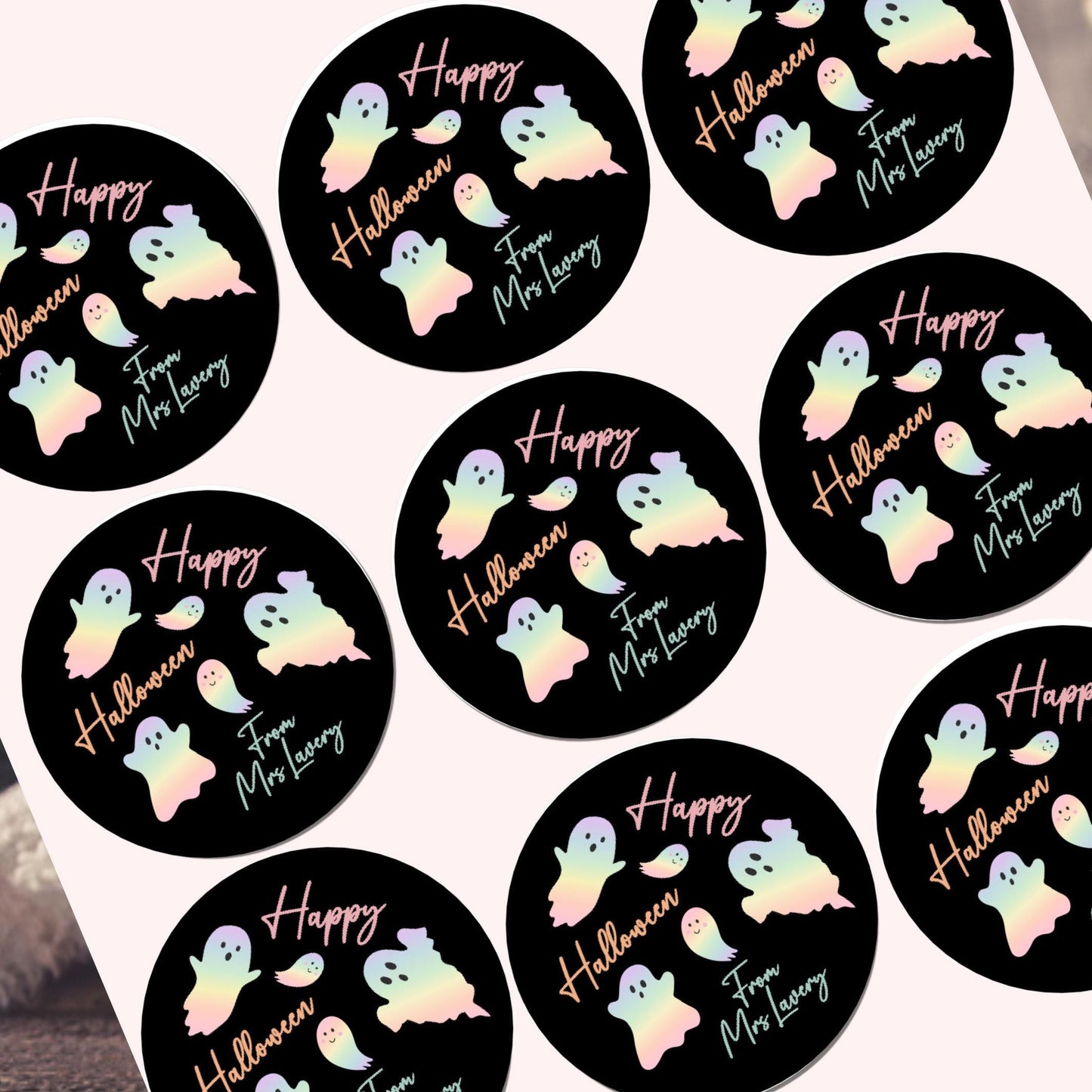 Personalised Halloween Stickers Pastel Labels for Treat Bag Trick or Treat Pastel stickers