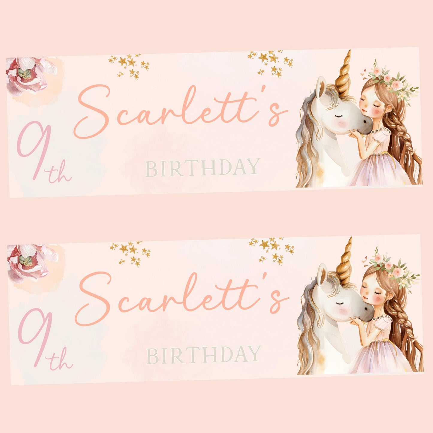 Personalised Happy Birthday Party Banner, Party Decor, Add Name Age, Unicorn Theme
