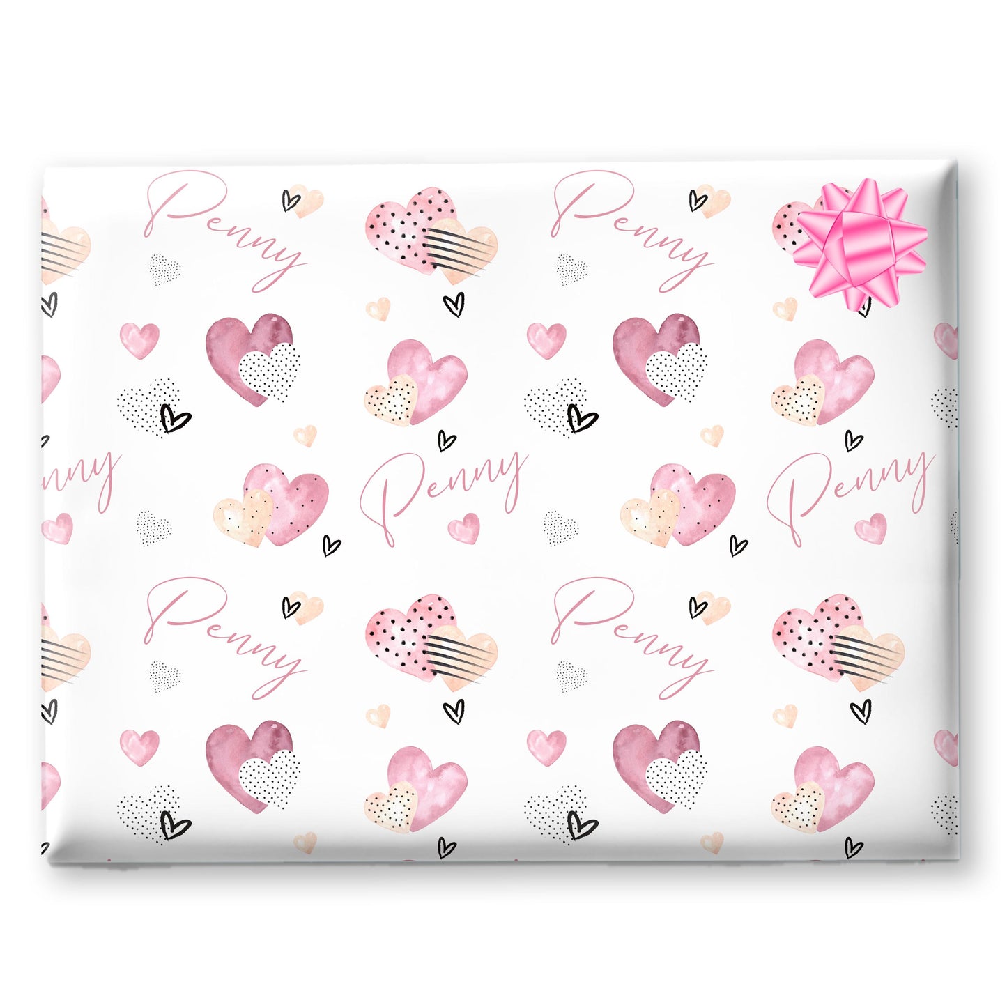 Personalised Valentines Wrapping Paper, Heart design, Valentines Gifts, Valentines gift bag, Anniversary paper, birthday gift wrapping