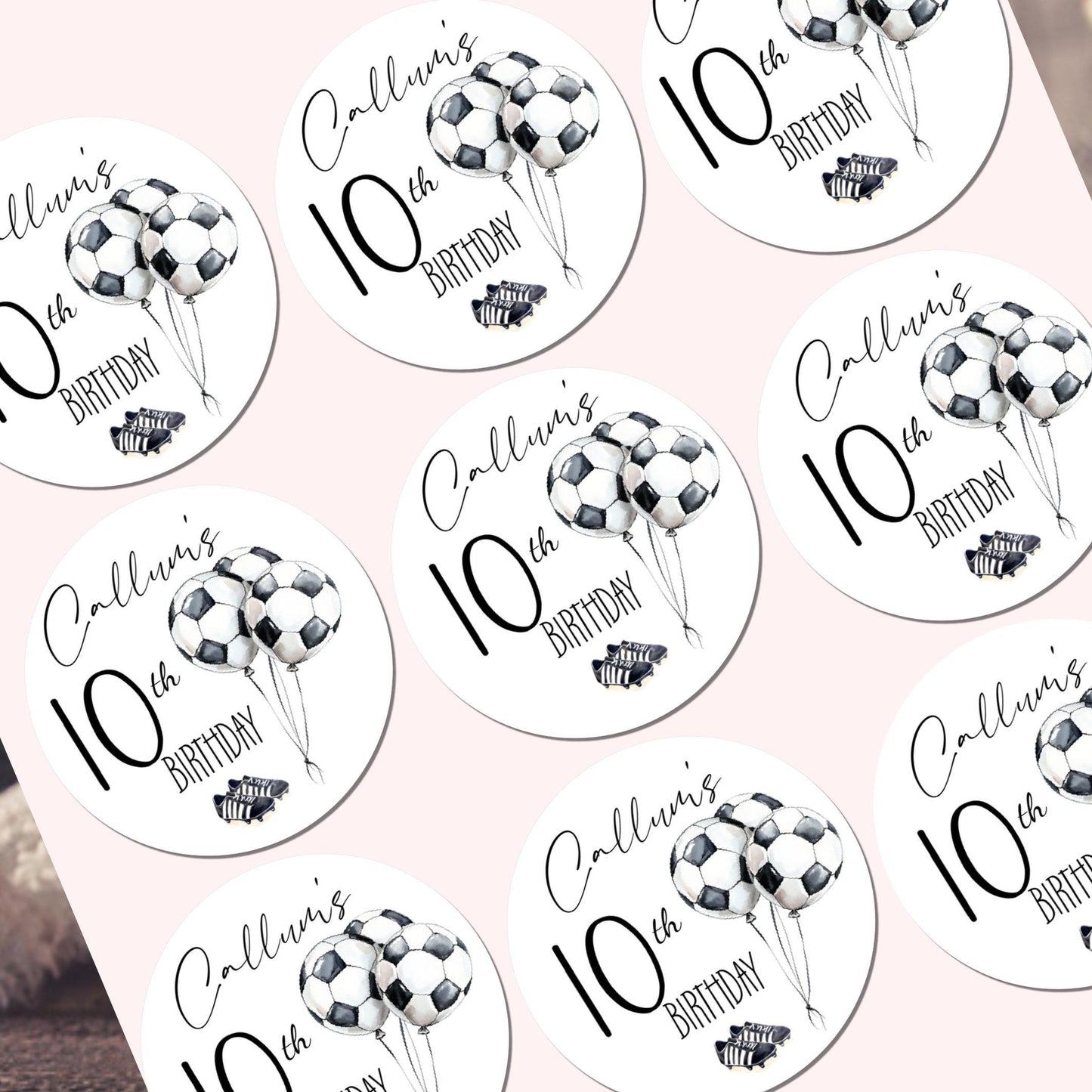 Personalised Football Birthday Stickers for Children's Party Bags