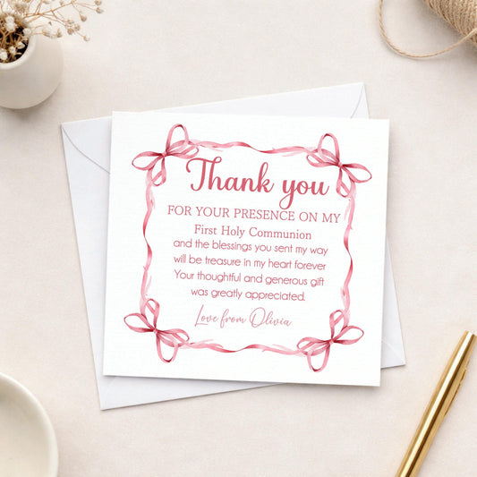 Personalised Thank you Holy communion gift cards, thank you cards, thank you gift