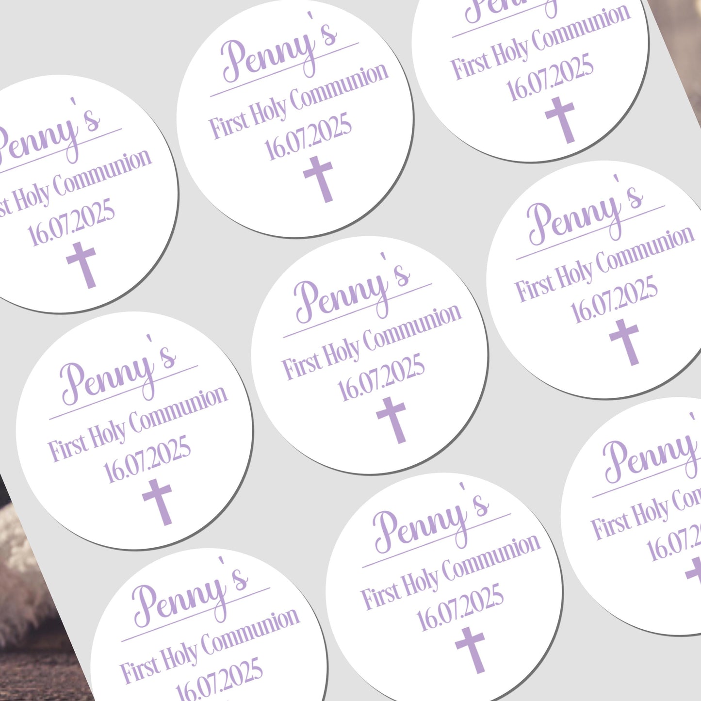 Personalised First Holy Communion Stickers, Party Bag Stickers, Sweet Cone Bags