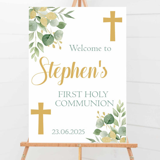 Personalised First Holy Communion Welcome Sign, Custom Baptism & Christening Sign
