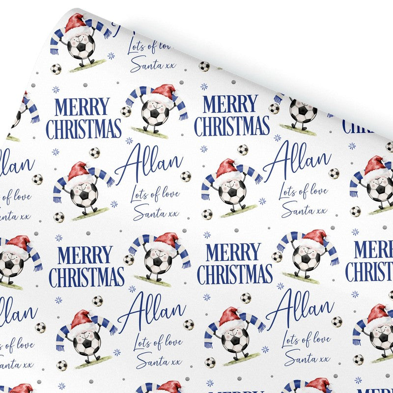 Football Christmas Wrapping Paper, Personalised Xmas Gift Wrap for Football Fans