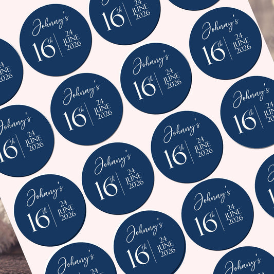 Personalised Watercolour Birthday Stickers for Party Bags (Custom Text)