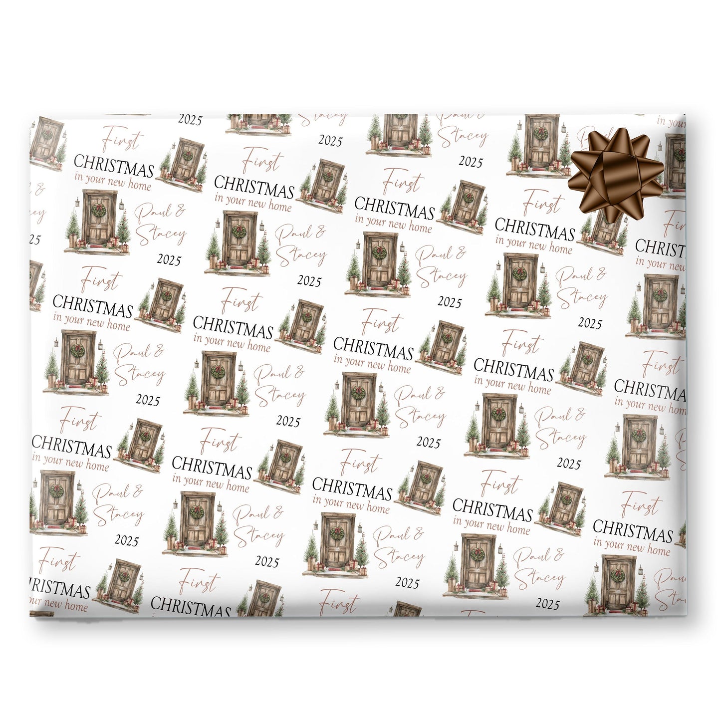 Personalised Christmas Gift Wrap – First Christmas in a New Home Design