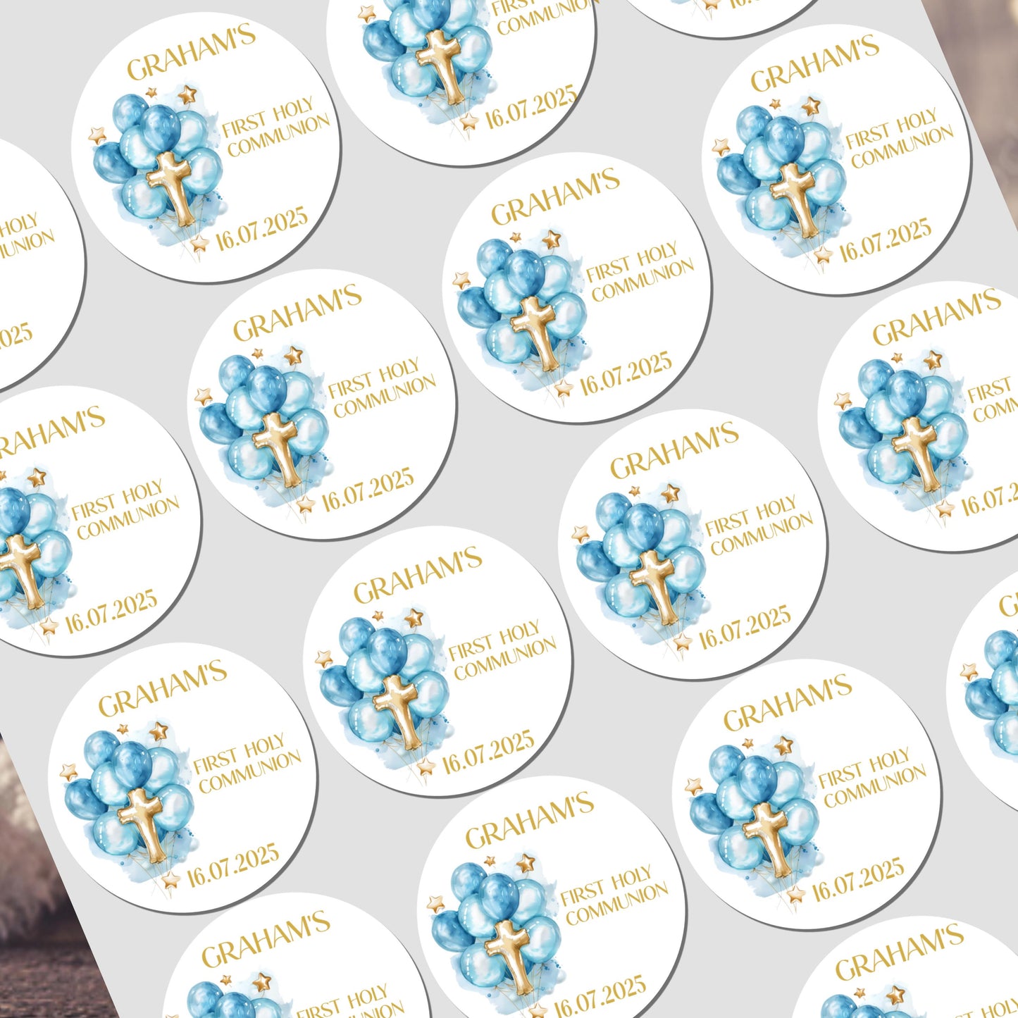 Personalised First Holy Communion Stickers, Party Bag Stickers, Sweet Cone Bags