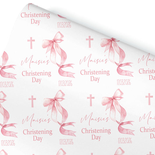 Personalised Christening Wrapping Paper, Baptism gift wrap, christening present