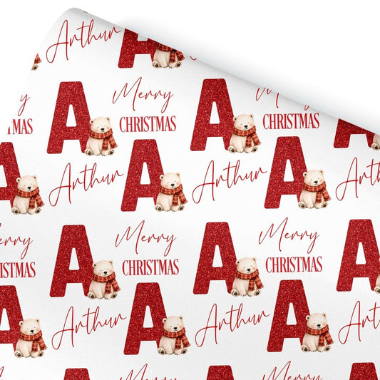 Christmas Wrapping Paper, Initial Christmas Gift Wrap
