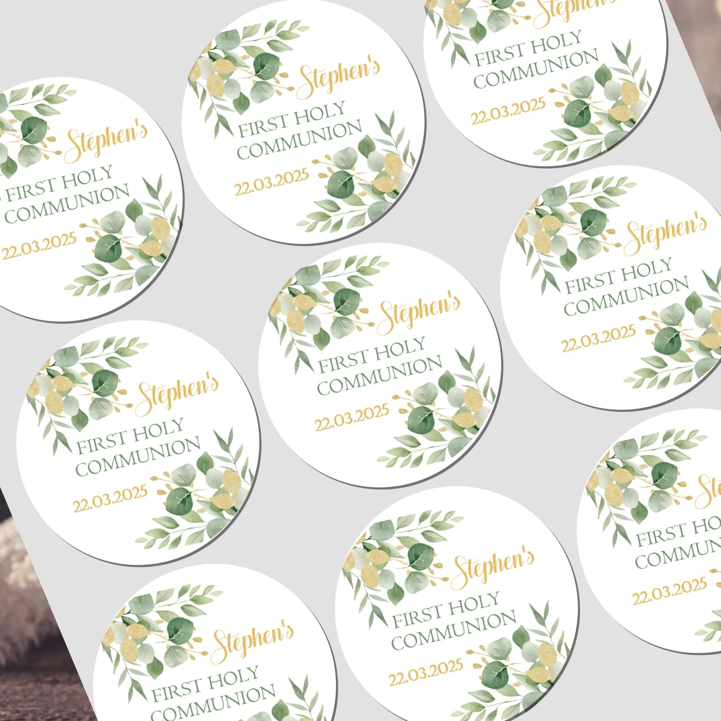 Personalised First Holy Communion Stickers, Party Bag Stickers, Sweet Cone Bags