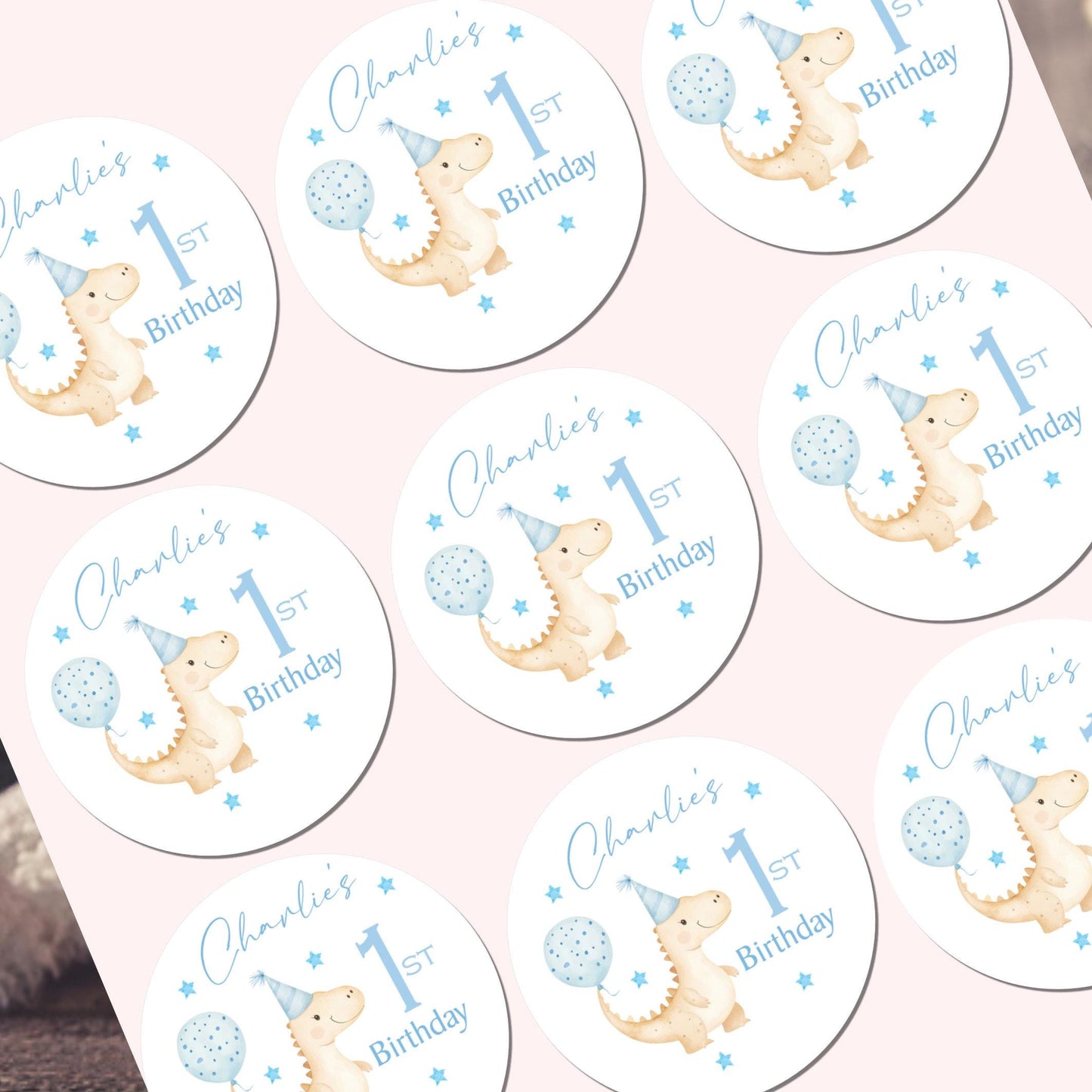Personalized Dinosaur Birthday Party Stickers, Favor Bag Labels, Party Sweet cones