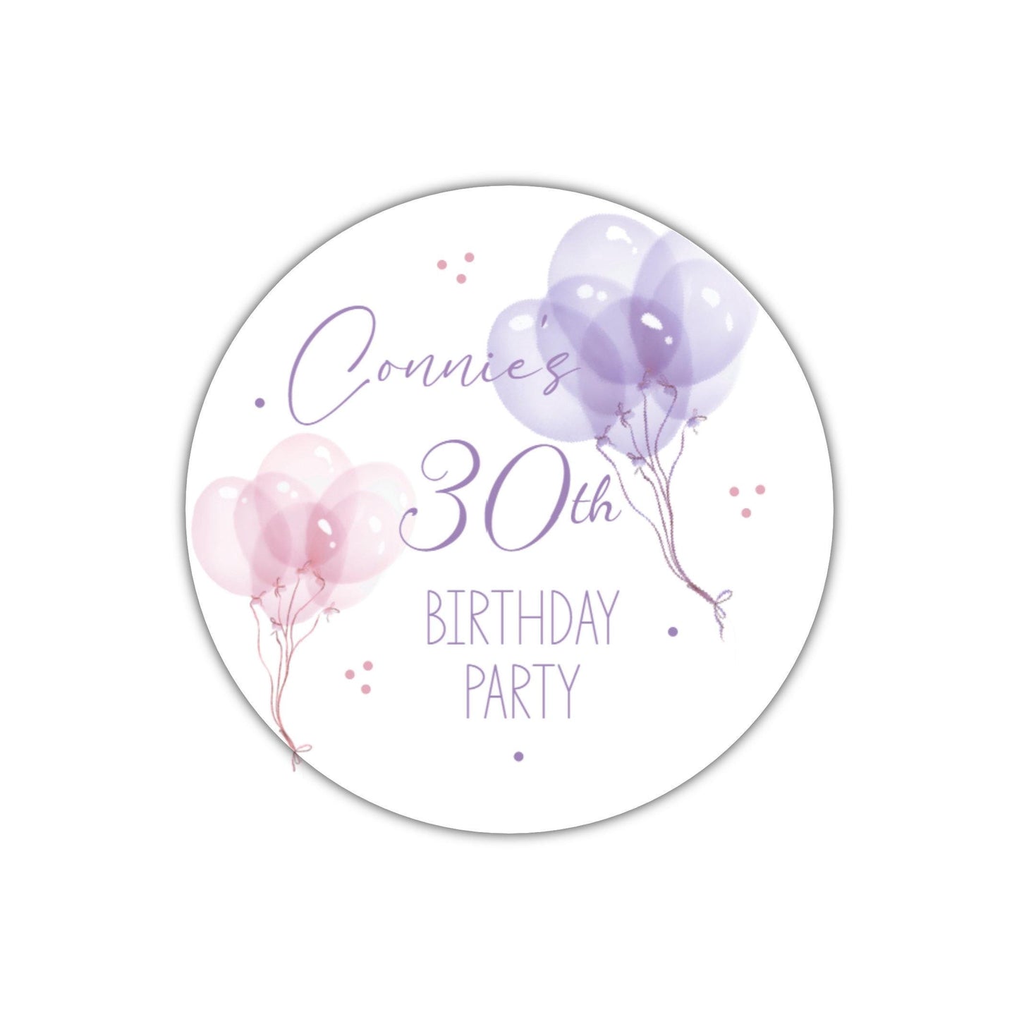 Personalised Birthday Stickers for Favours Party Bags Balloon Party Bags 16th 18th 21st Any Age