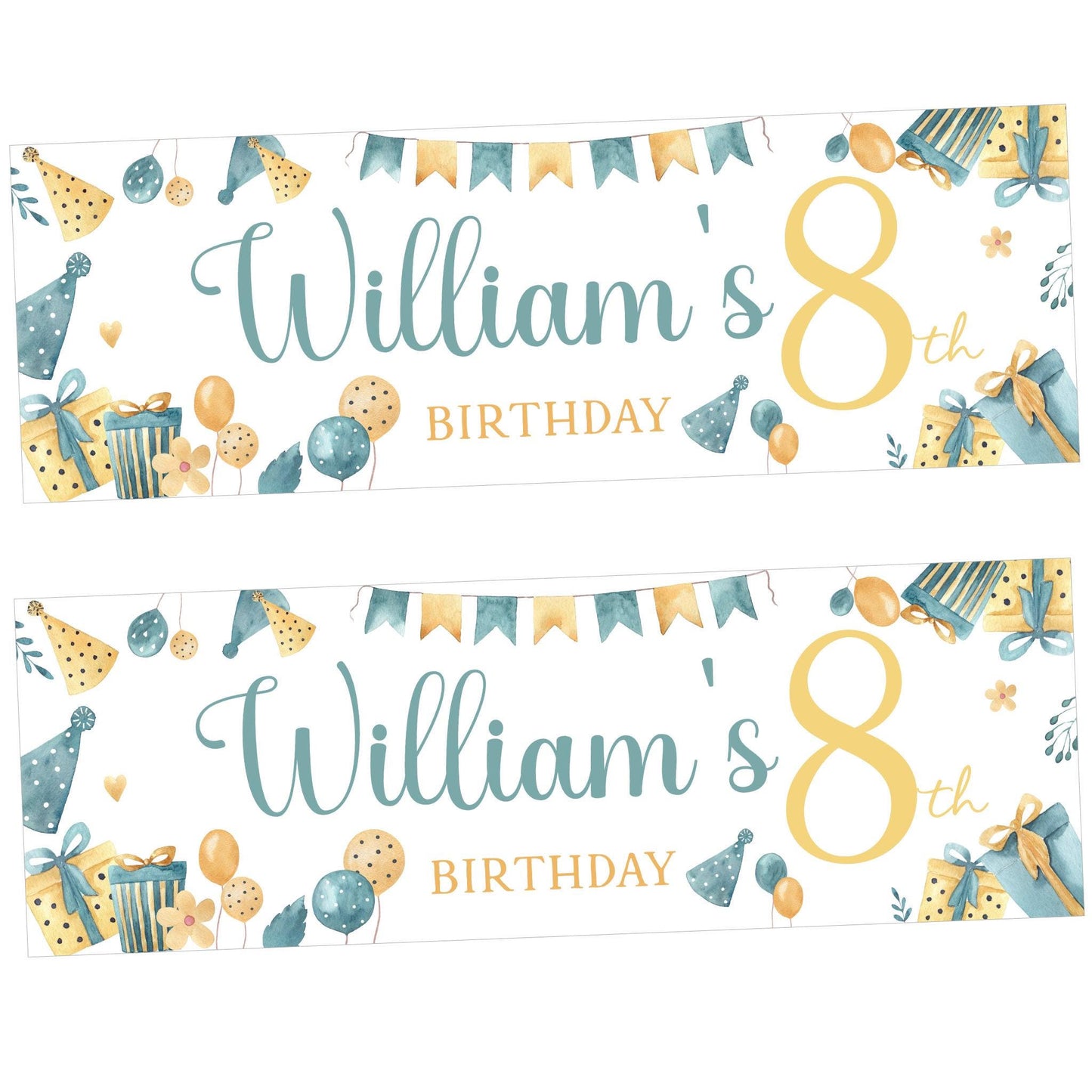 Personalised Happy Birthday Party Banner, Party Decor, Add Name Age