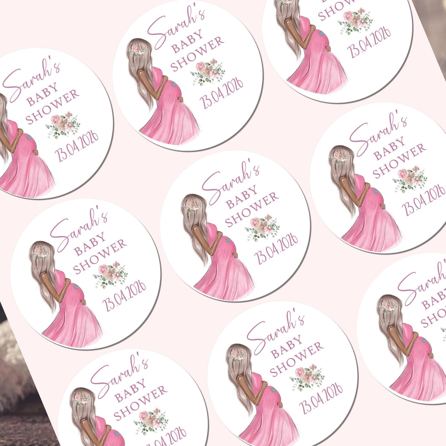 Personalised Baby Shower Stickers for Favours Party Bags Mum to be stickers Baby girl party fabvours