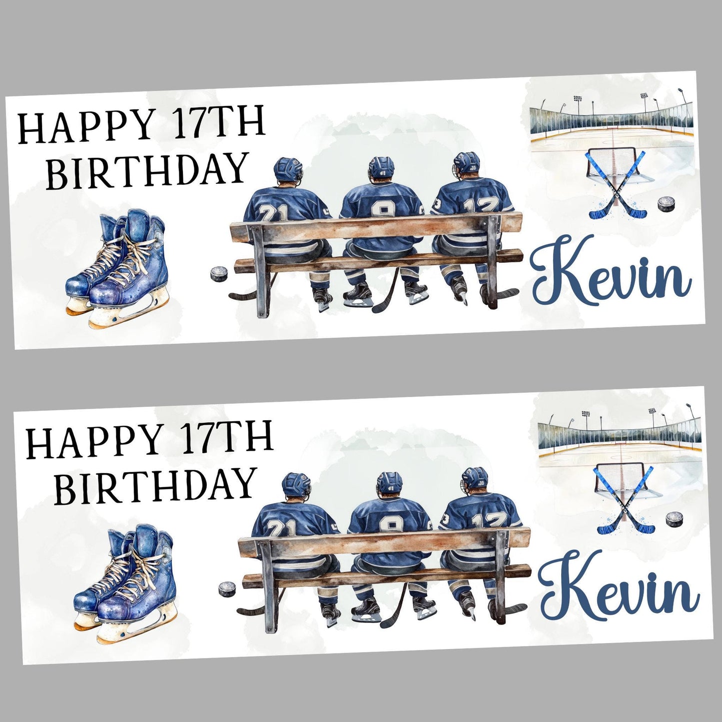 Personalised Happy Birthday Party Banner, Party Decor, Add Name Age, Ice Hockey
