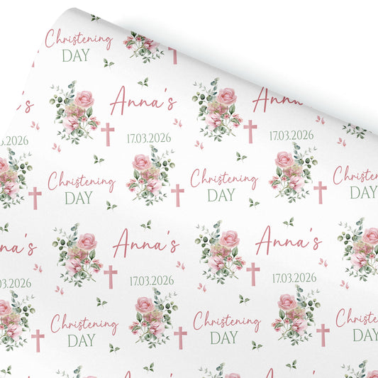Personalised Christening Wrapping Paper, Baptism gift wrap, christening present