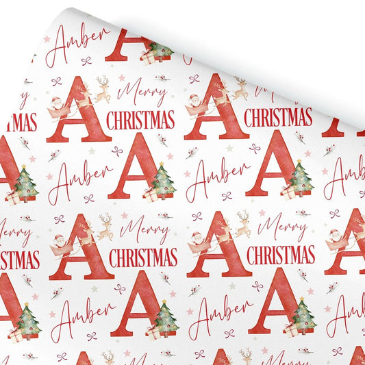 Christmas Wrapping Paper, Initial Christmas Gift Wrap,