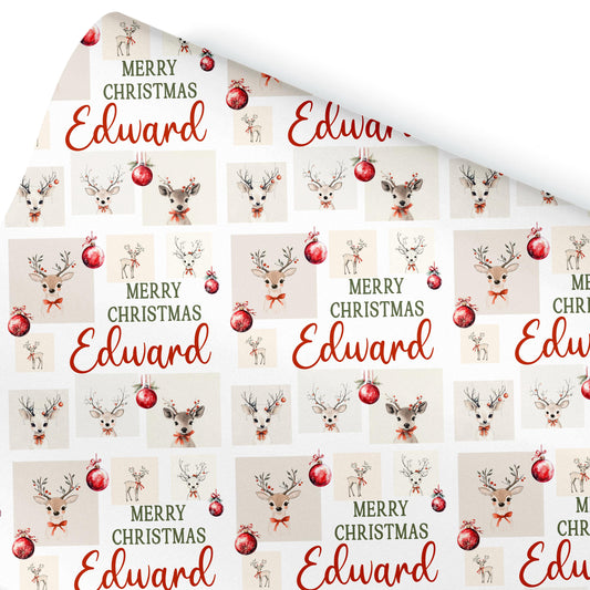 Personalised Gift Wrap | Personalised Christmas Wrapping Paper | Personalised Gift Wrap | Fun Gift Wrap | Reindeer