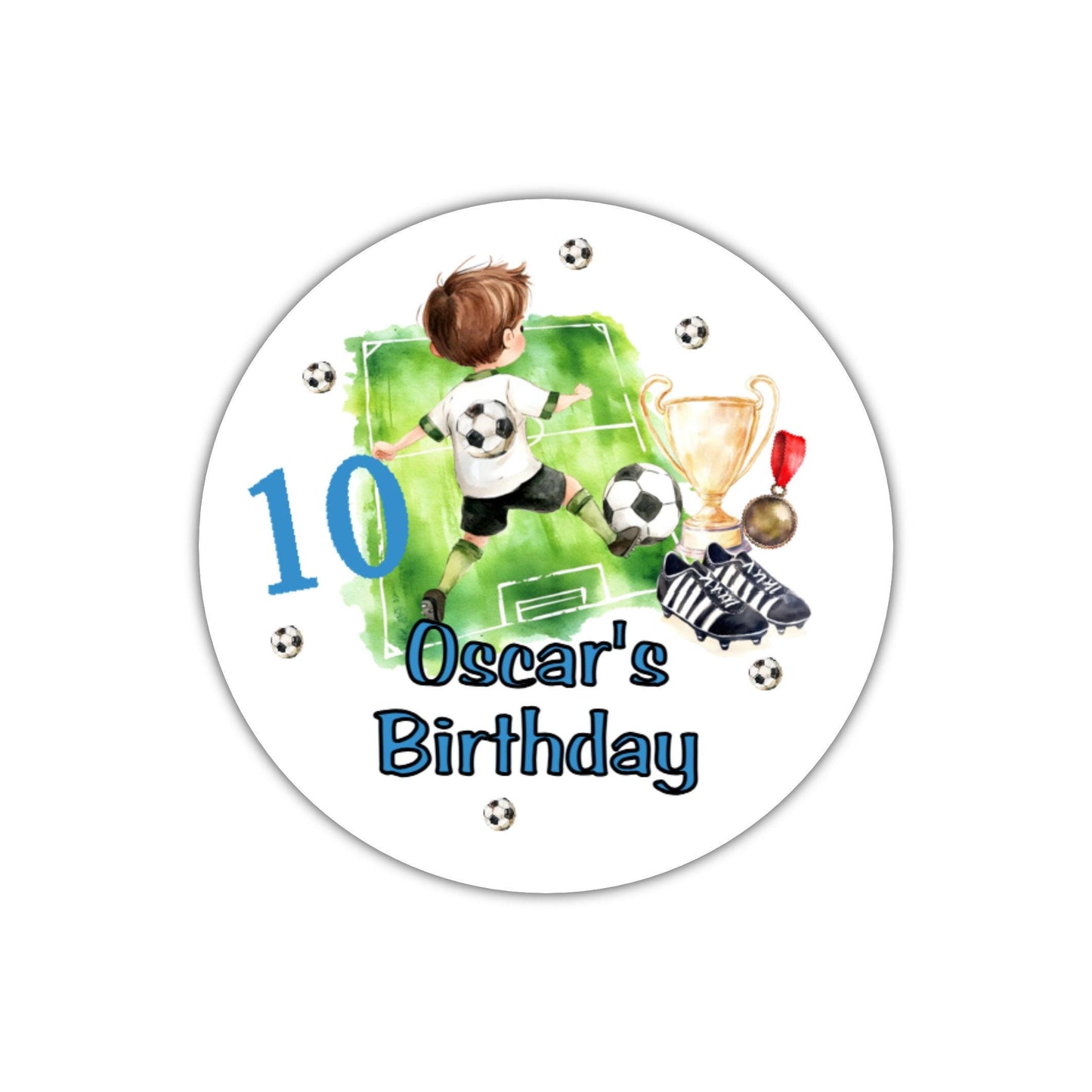 Personalised Football Birthday Stickers for Children's Party Bags