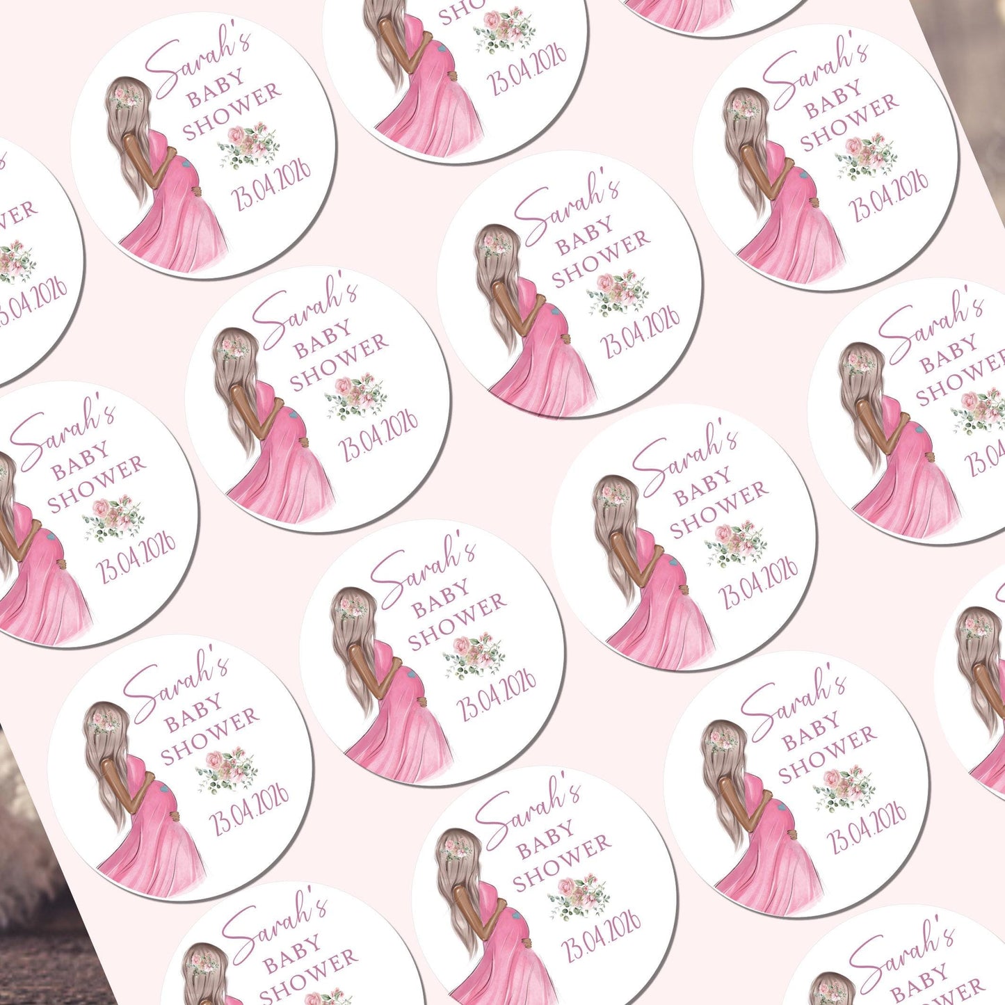 Personalised Baby Shower Stickers for Favours Party Bags Mum to be stickers Baby girl party fabvours