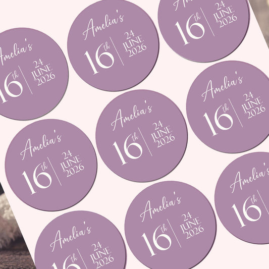 Personalised Watercolour Birthday Stickers for Party Bags