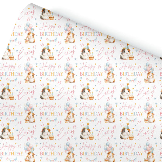 Personalised Birthday Gift Wrap / Guinea Pig Wrapping Paper / Personalised Animal Gift Wrap / Gift Wrap for kids