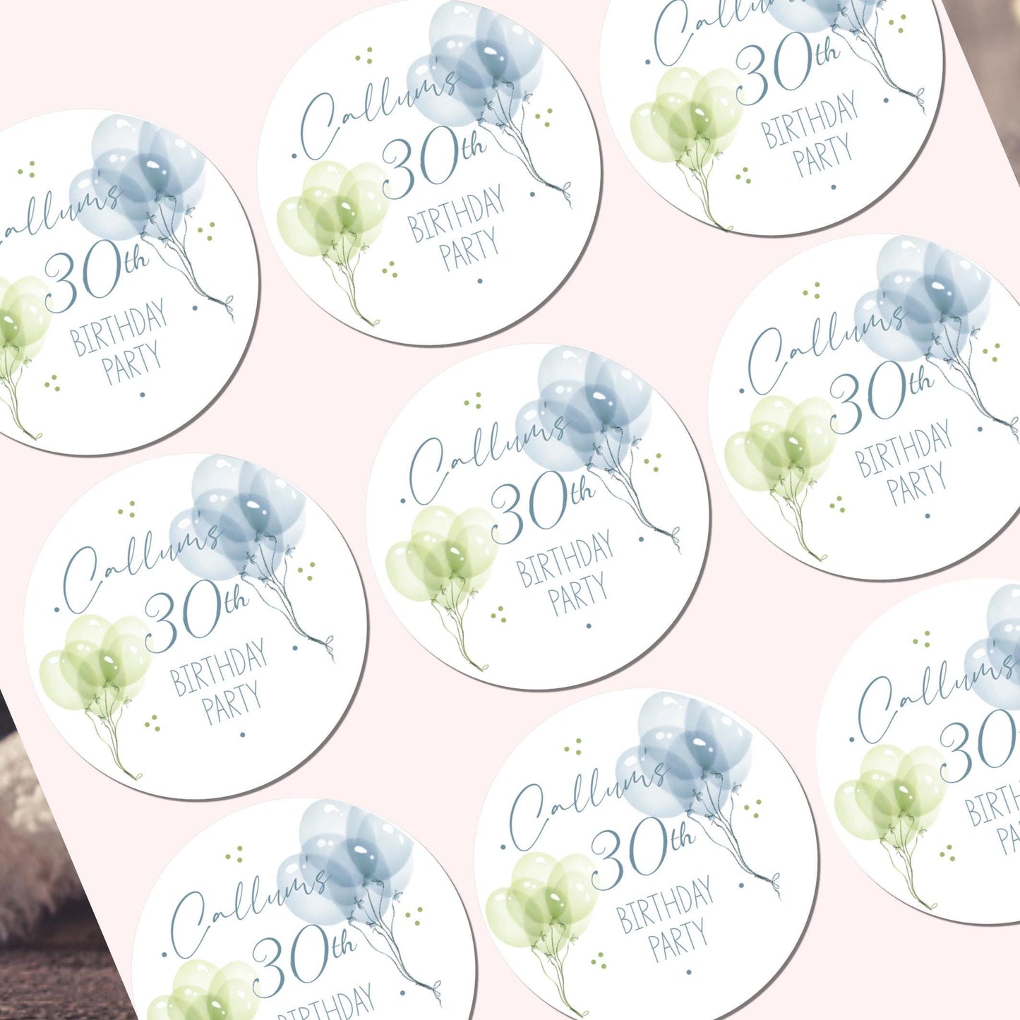 Personalised Birthday Stickers for Favours Party Bags Balloon Party Bags 16th 18th 21st Any Age