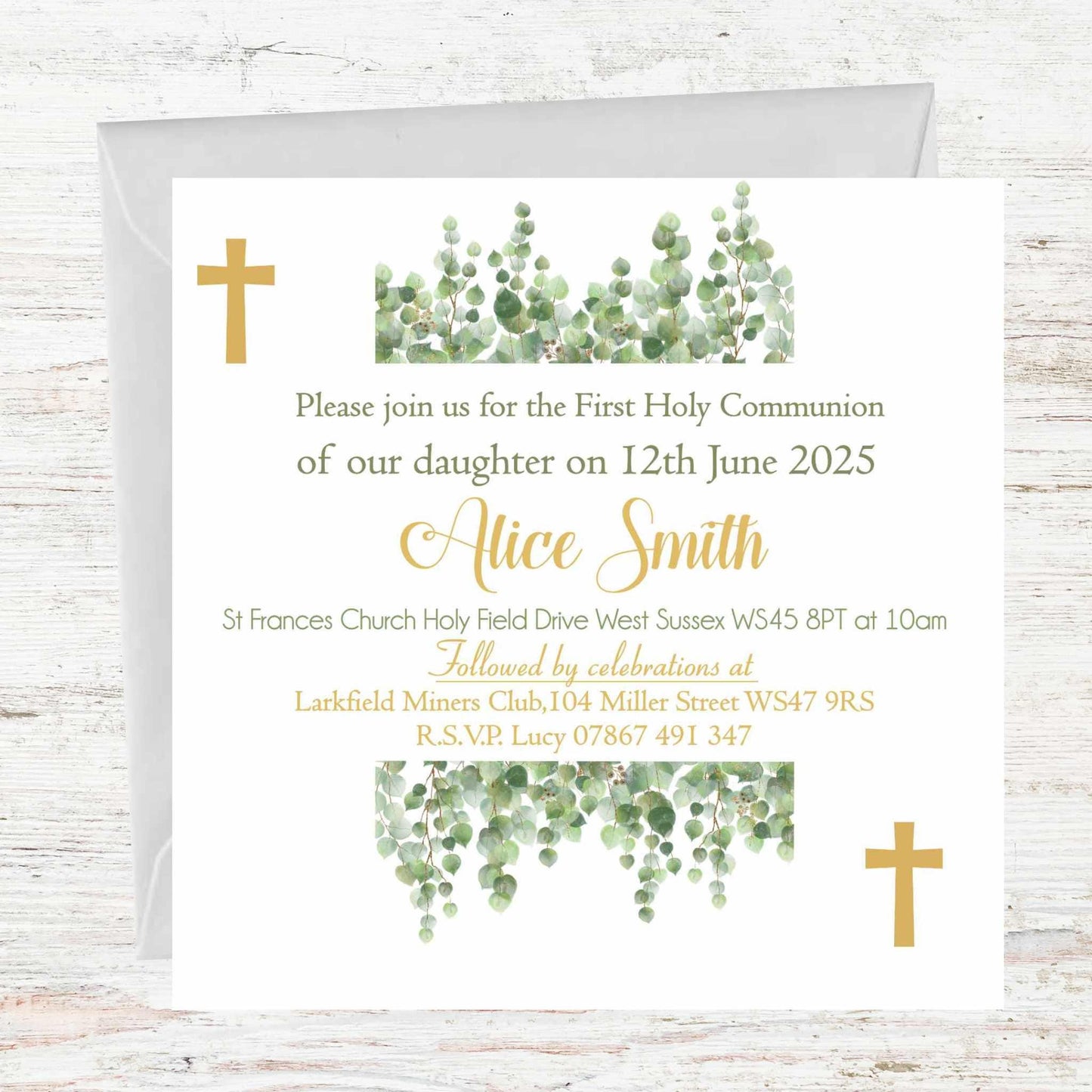 10 Printed Personalised First Holy Communion Invitations, Baptism or Confirmation Party