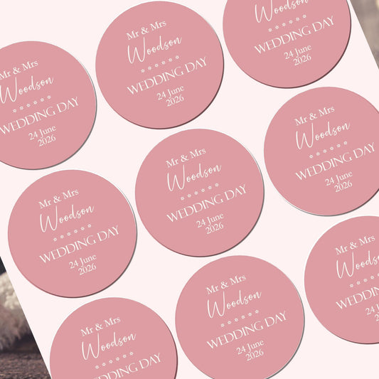 Personalised  Wedding Thank You Stickers For Guests, Mr & Mrs Wedding Stickers For Party Favours