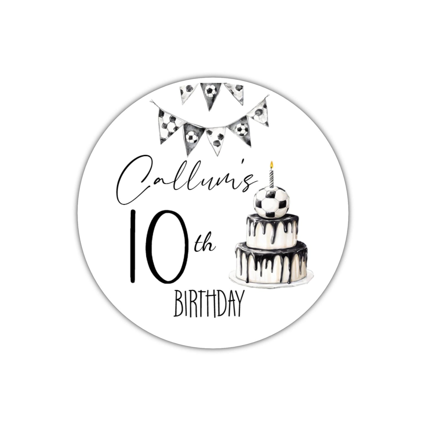 Personalised Football Birthday Stickers for Children's Party Bags Football Cake