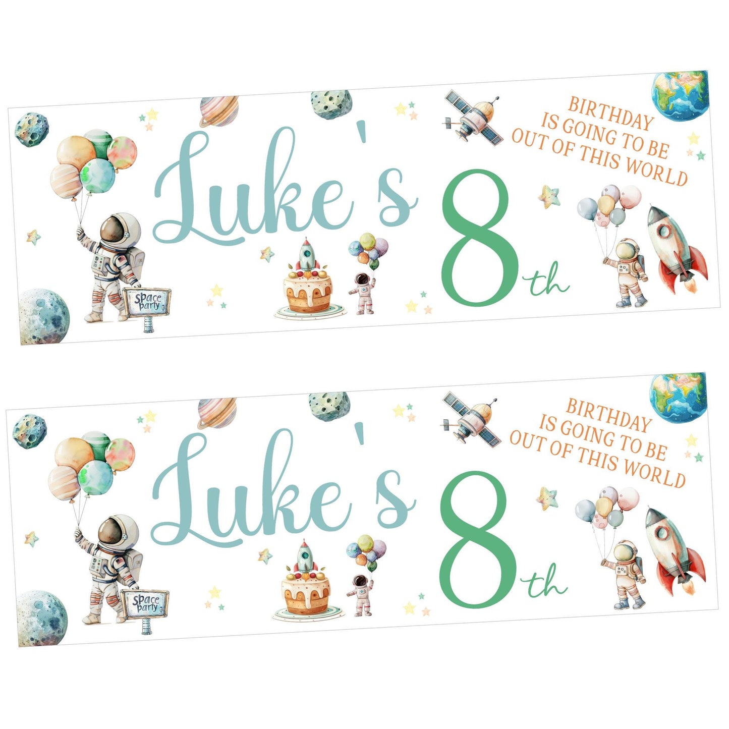 Personalised Happy Birthday Party Banner, Party Decor, Add Name Age, Space Theme