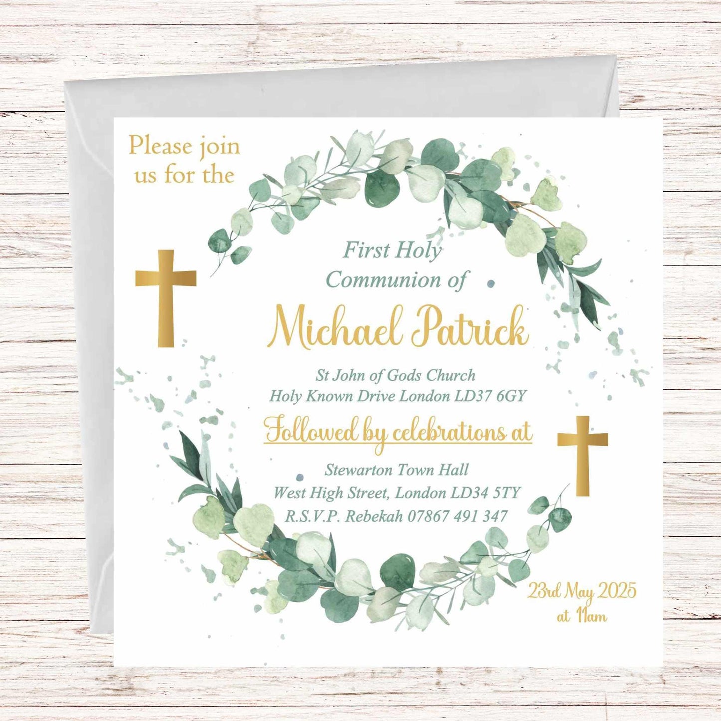 10 Printed Personalised First Holy Communion Invitations, Baptism or Confirmation Party