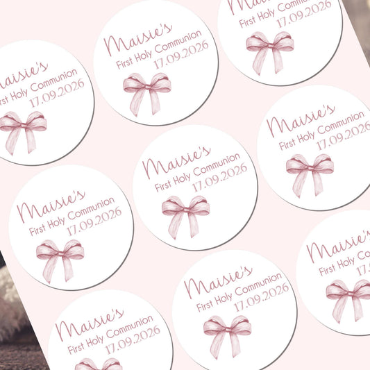 Personalised First Holy Communion Stickers, Party Bag Stickers, Sweet Cone Bags Party Favours Baptism Christening