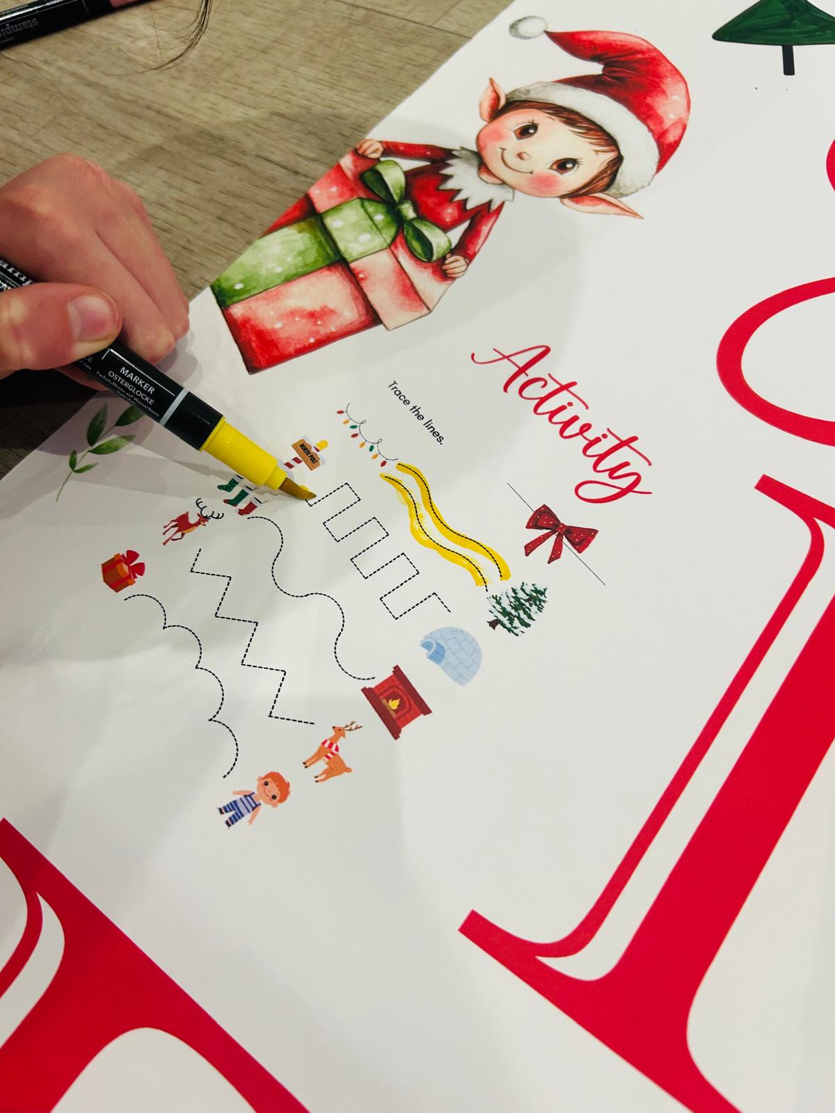 Christmas Elf Arrival Activity Banner  Elf Fun Colouring banner, Elf Banner Kids