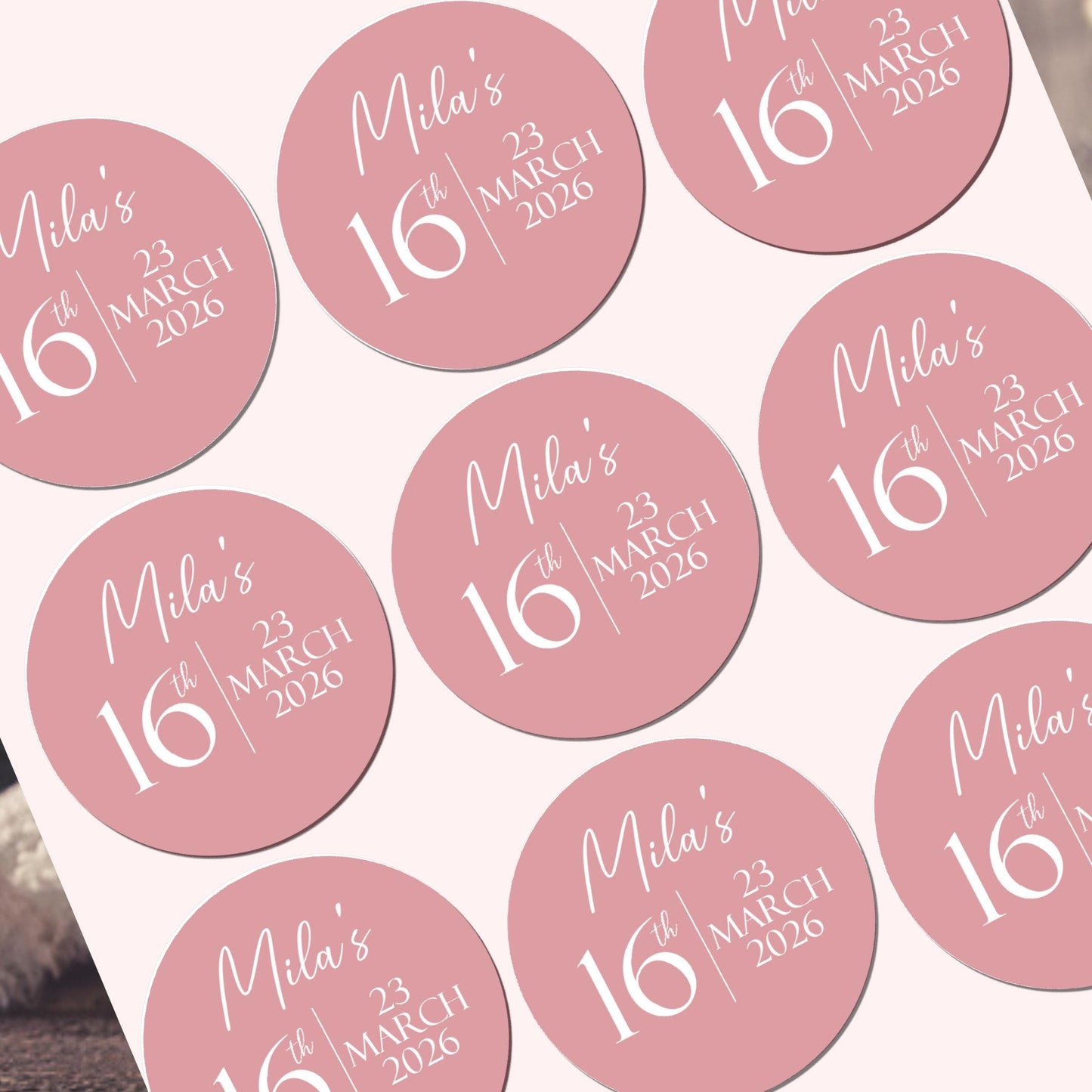 Personalised Watercolour Birthday Stickers for Party Bags