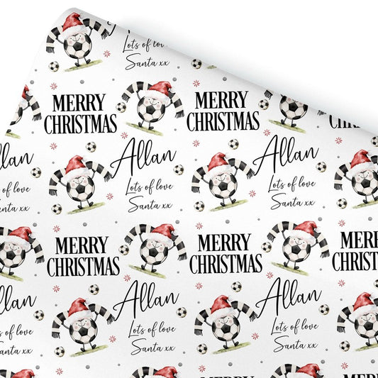 Football Christmas Wrapping Paper, Personalised Xmas Gift Wrap for Football Fans