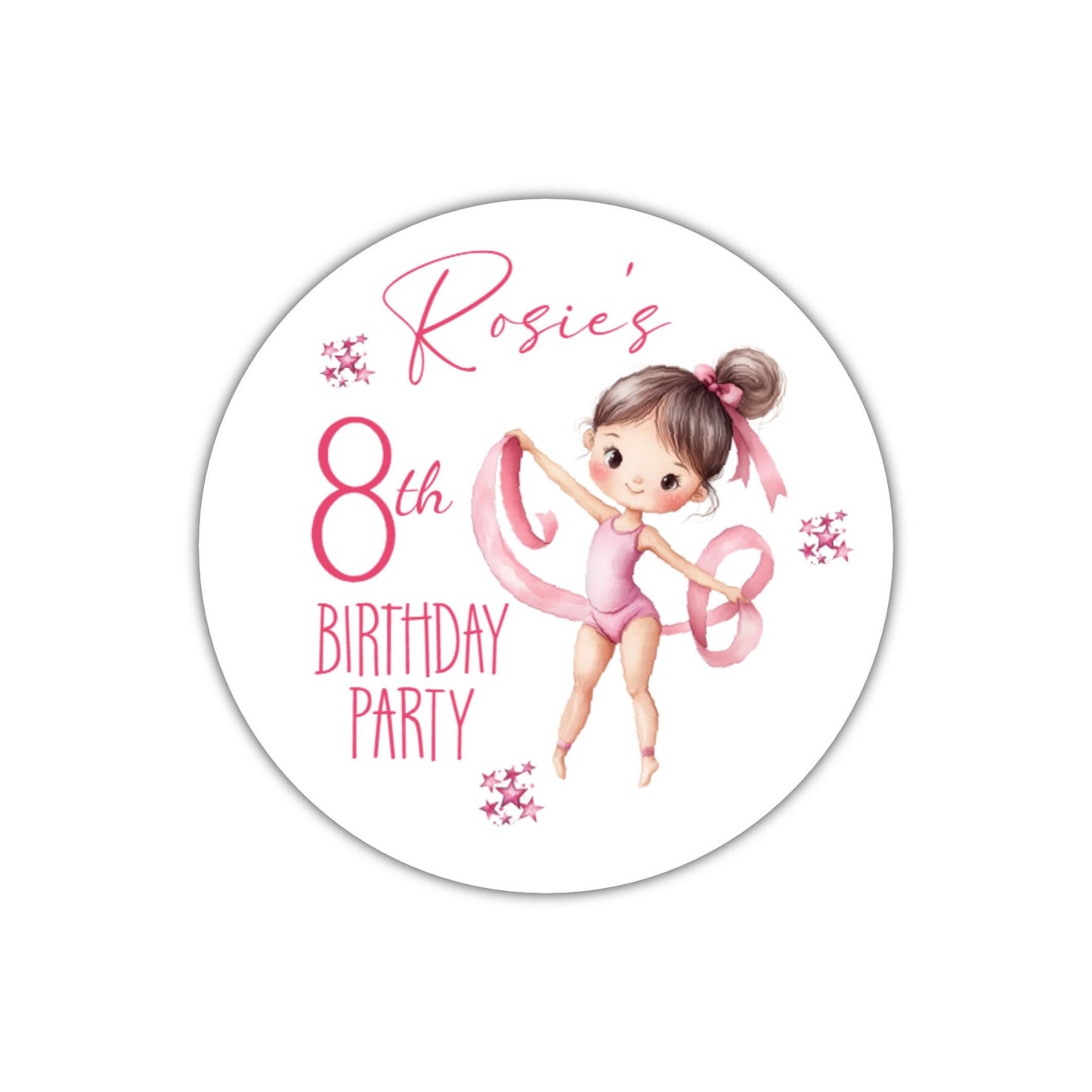 Personalised Birthday Party Stickers Gymnastic girl Dancer Party Favours Party Bags girls party Ballet Stickers Dancing stickers