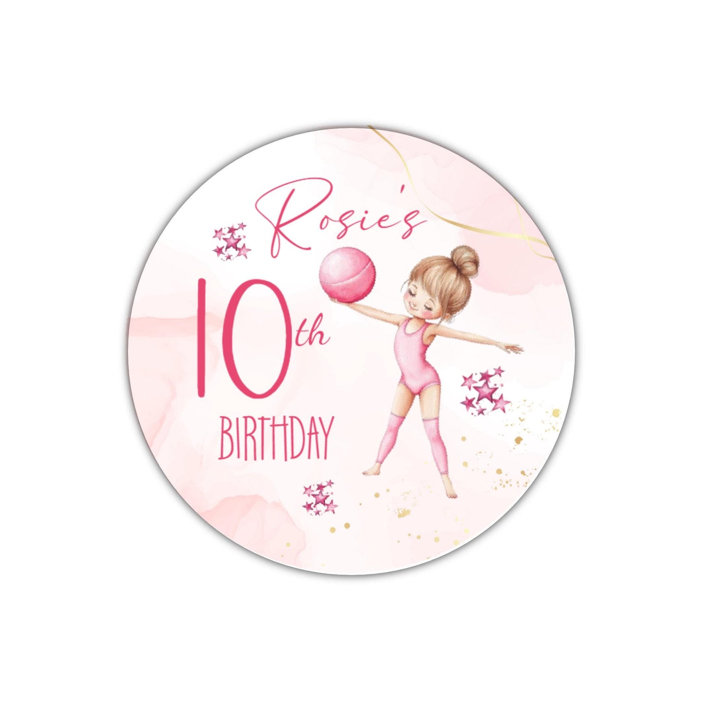 Personalised Birthday Party Stickers Gymnastic girl Dancer Party Favours Party Bags girls party