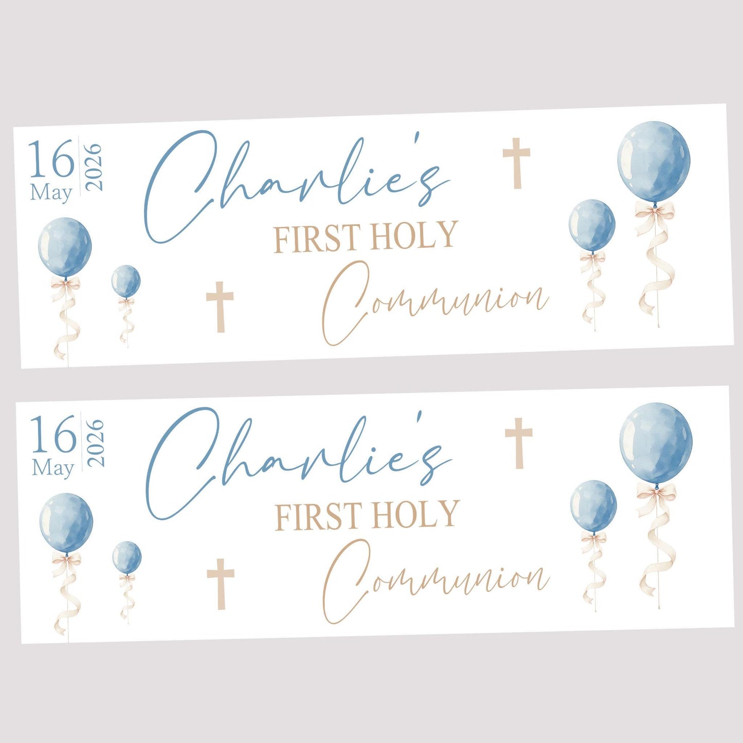 Personalised First Holy Communion Banner, Baptism Confirmation Party Decor