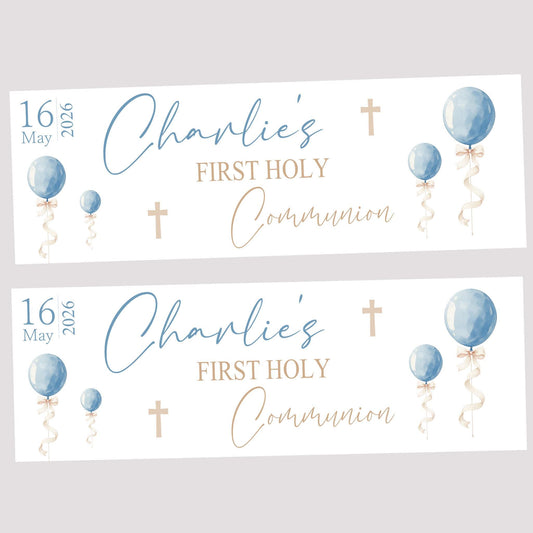 Personalised First Holy Communion Banner, Baptism Confirmation Party Decor