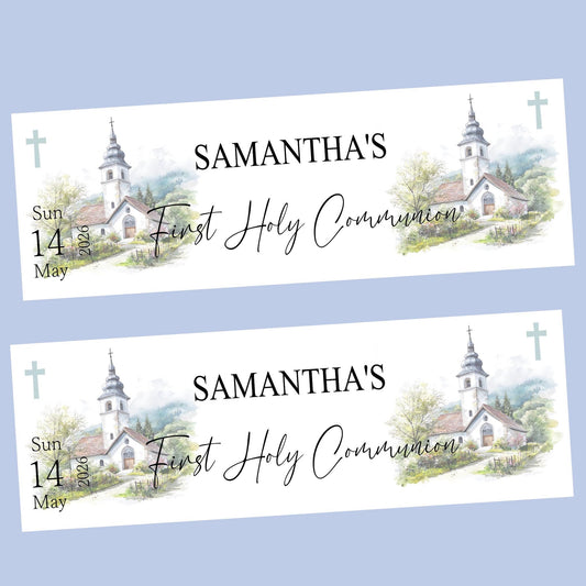 Personalised First Holy Communion Banner, Baptism Confirmation Party Decor