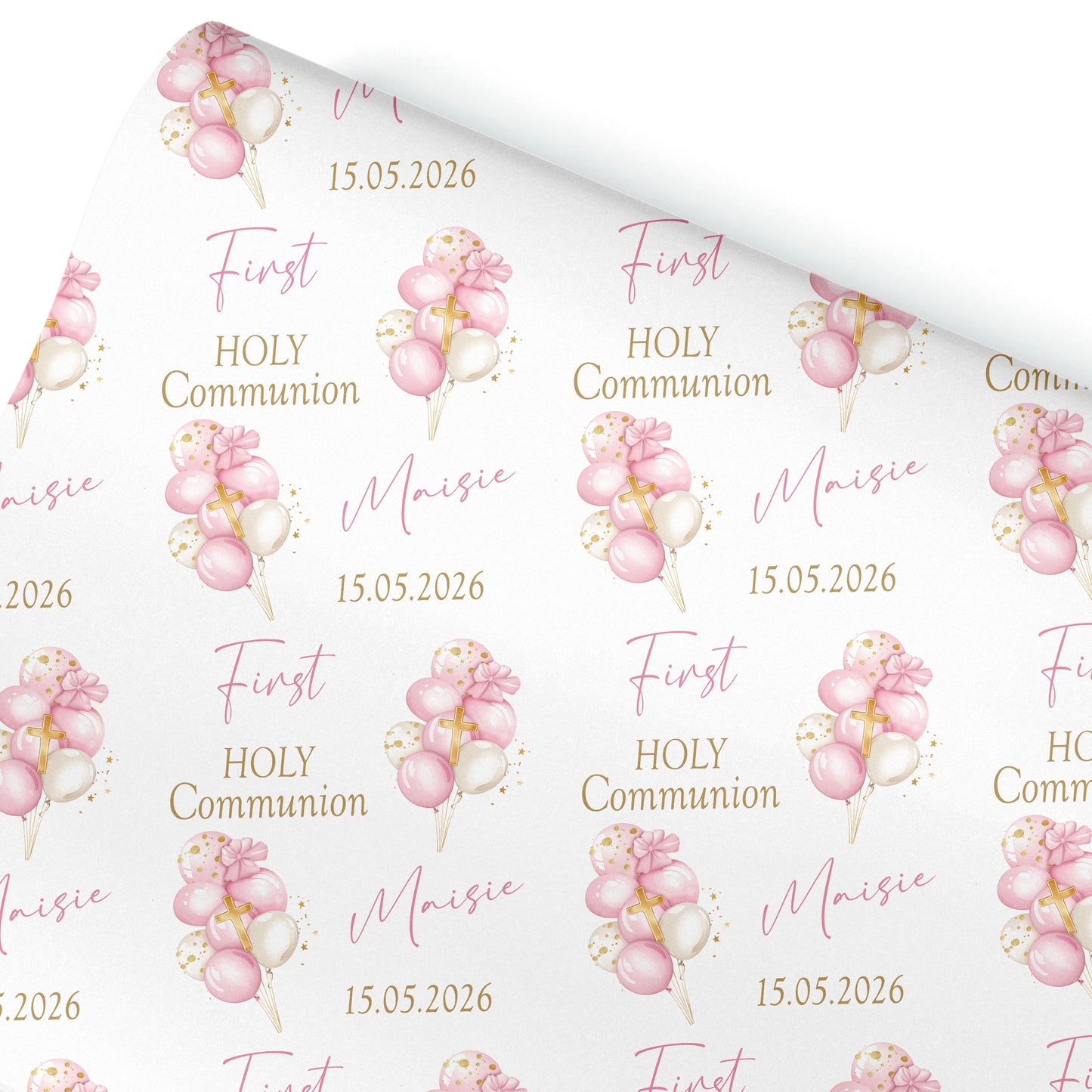 First Holy Communion Wrapping Paper – Personalised with Name & Date