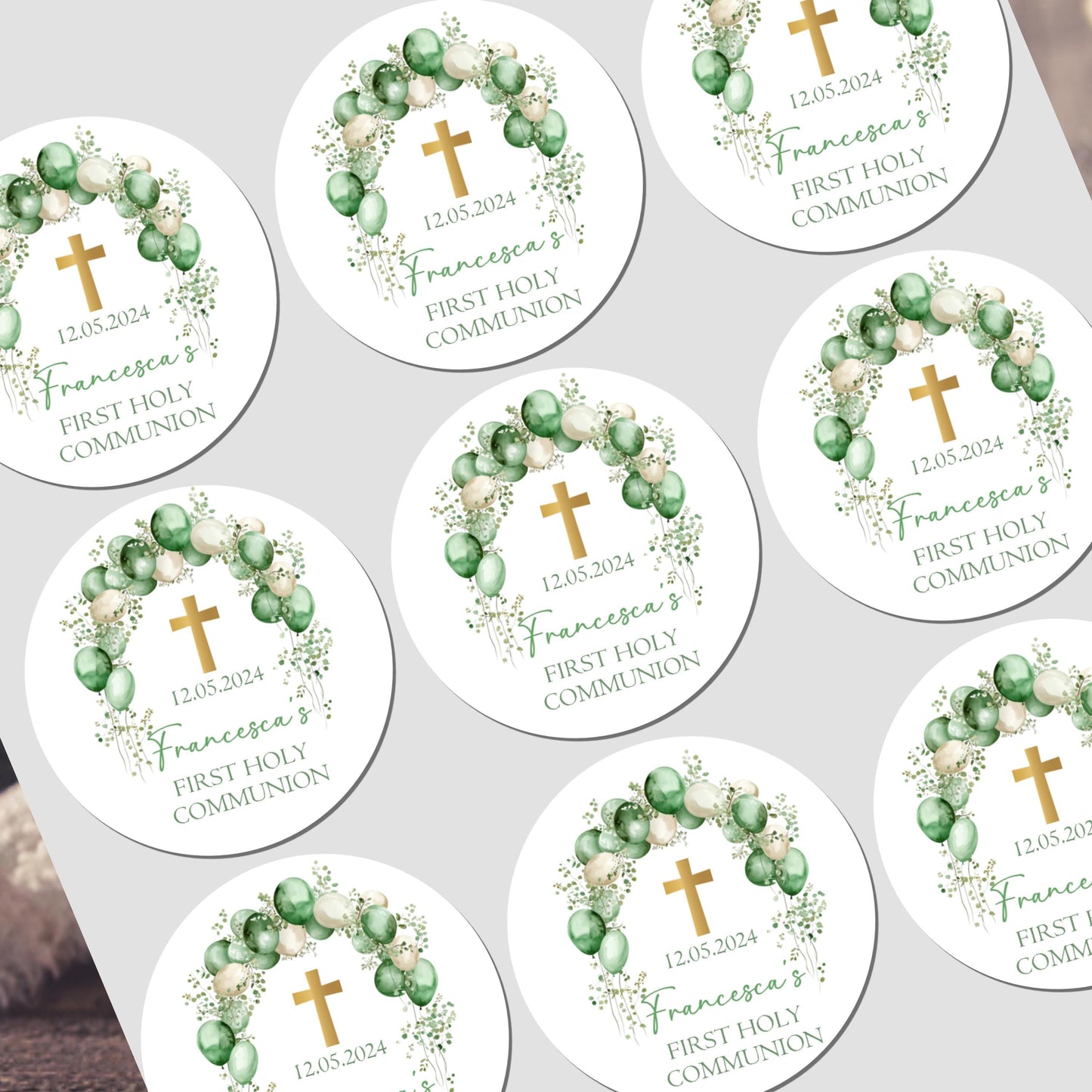 Personalised First Holy Communion Stickers, Party Bag Stickers, Sweet Cone Bags