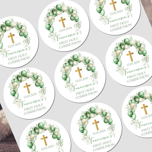 Personalised First Holy Communion Stickers, Party Bag Stickers, Sweet Cone Bags