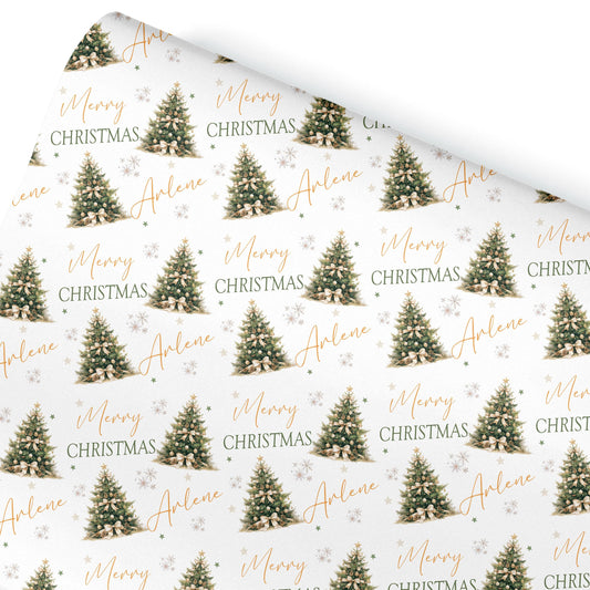 Christmas Gift Wrapping Paper, Personalised Gift Wrap for Her For Him Christmas Tree gift wrapping paper