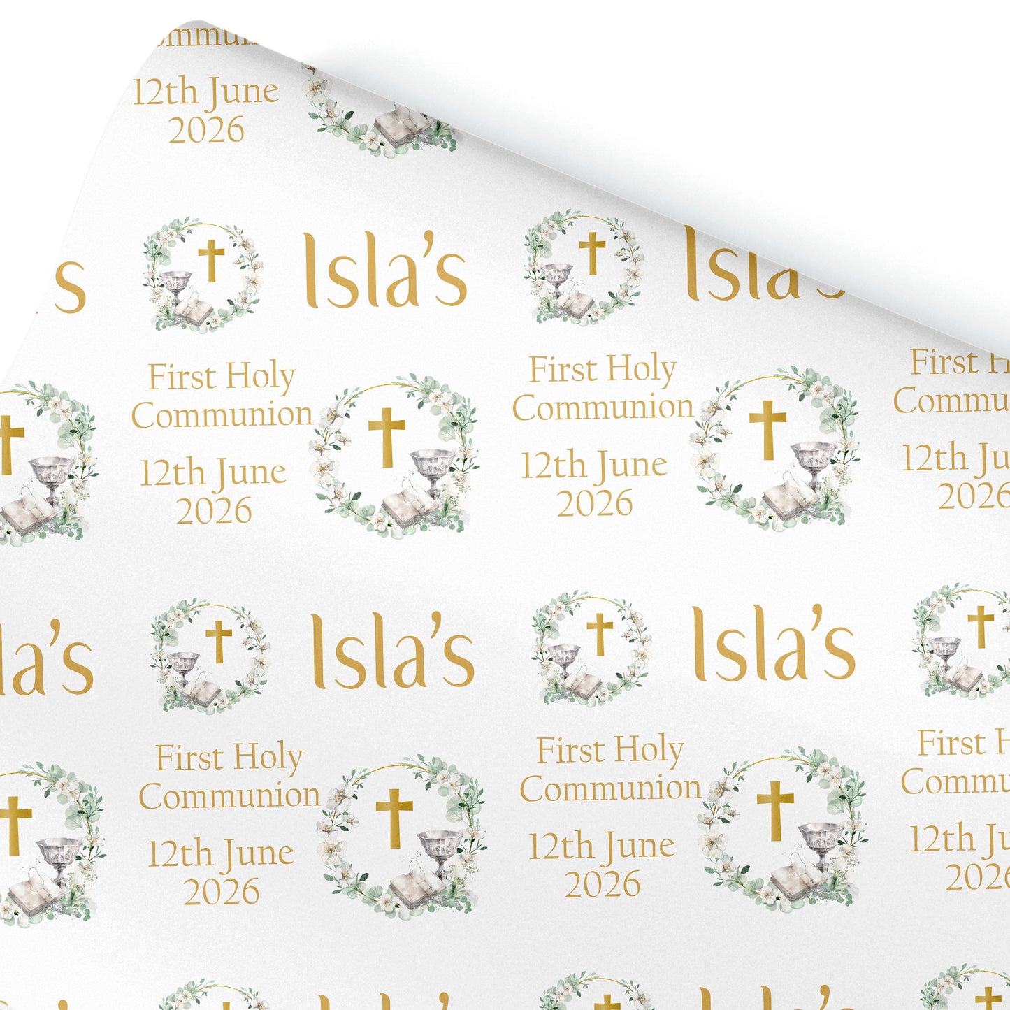 First Holy Communion Wrapping Paper – Personalised with Name & Date