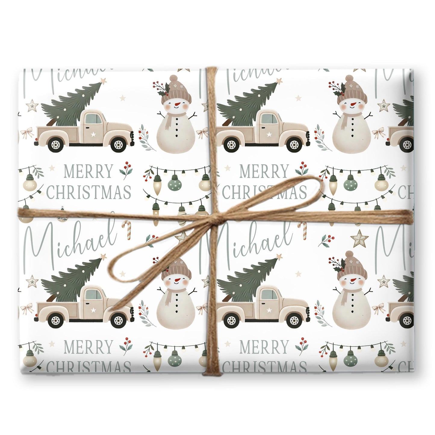 Personalised Wrapping Paper For Her, For Him, Christmas Elements Deisgn, Personalised Christmas Gift Wrap, Wife ,Gran. Mum