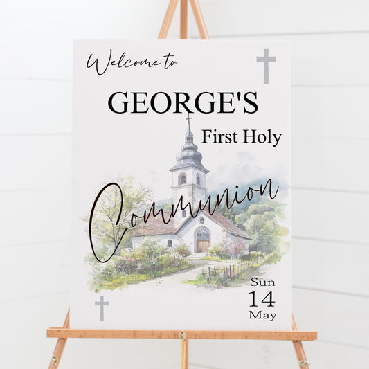 Personalised First Holy Communion Welcome Sign, Custom Baptism & Christening Sign